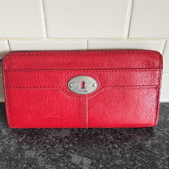 Fossil Handbags - Fossil Red Leather Wallet